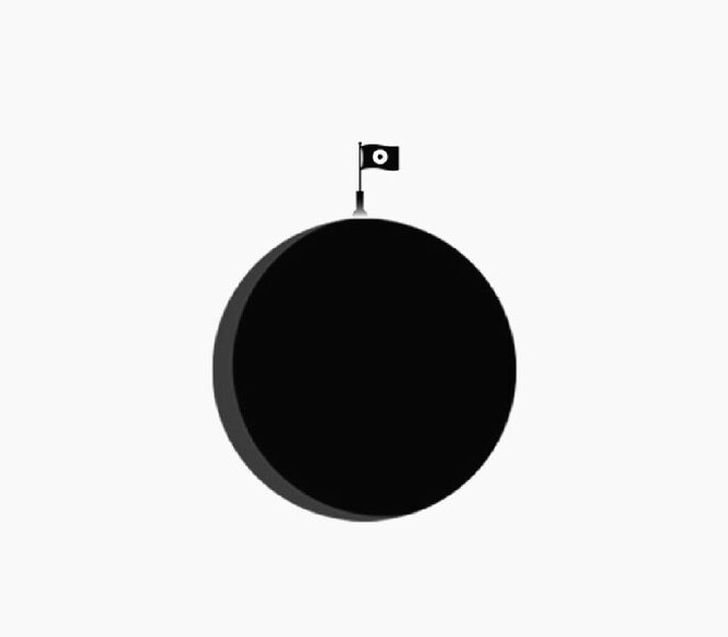 ROTO cover art: a small flag planted on a black sphere