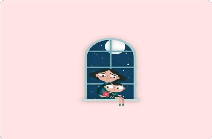 Stay, Mum cover art: a mother and child at a night window