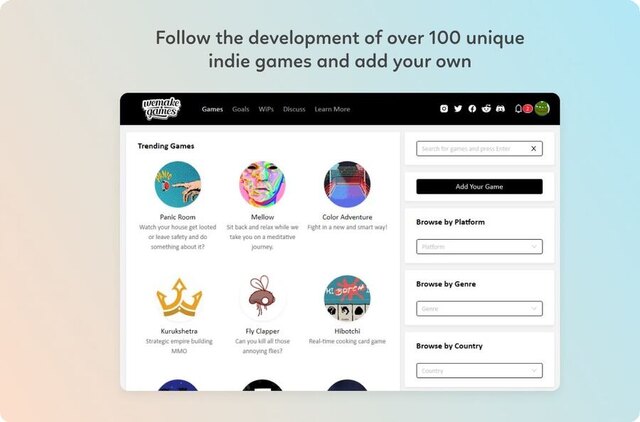 wemake.games games directory: follow the development of indie games in progress